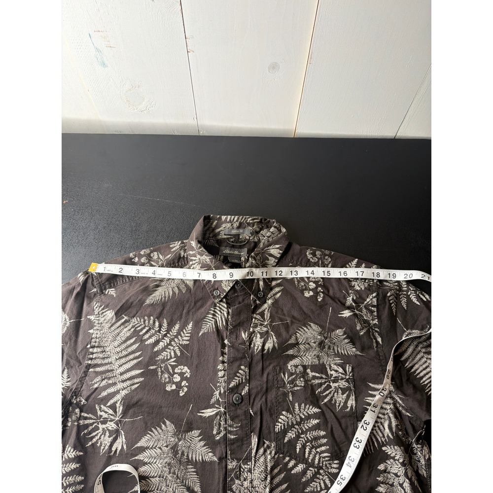 Eddie Bauer Mens M Brown Cotton Fern Print Short Sleeve Shirt - Picture 7 of 14